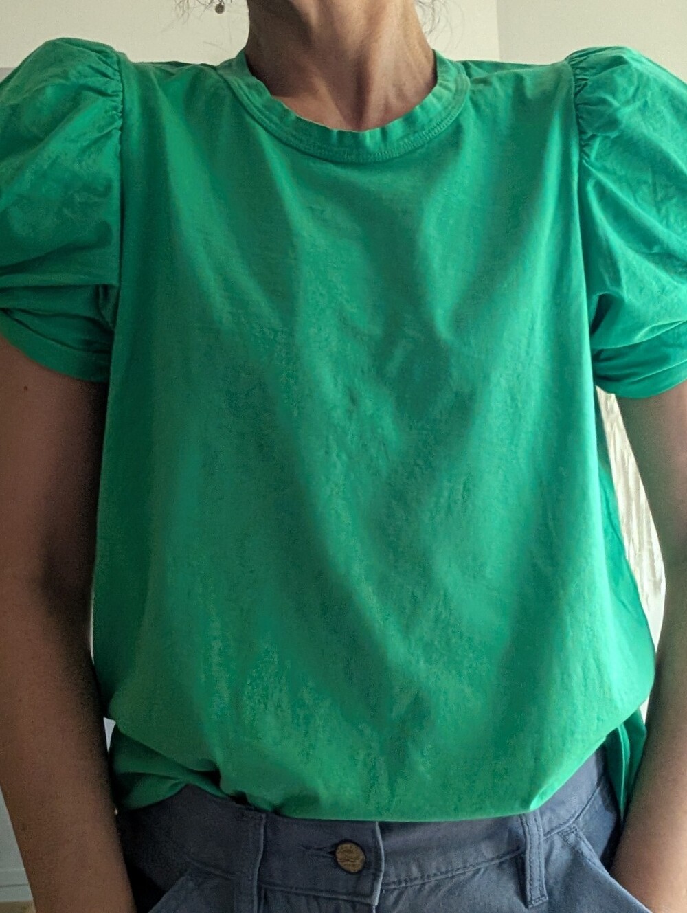 A.L.C Kati Puff Sleeve Cotton Summer Tee Size Small Candy Apple 🍏